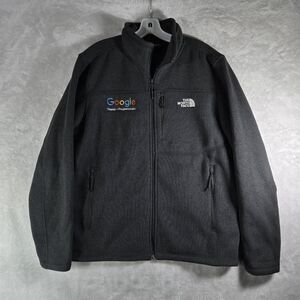 The North Face Fleece Sweater Jacket Full Zip Men Size L Large Black Google Logo
